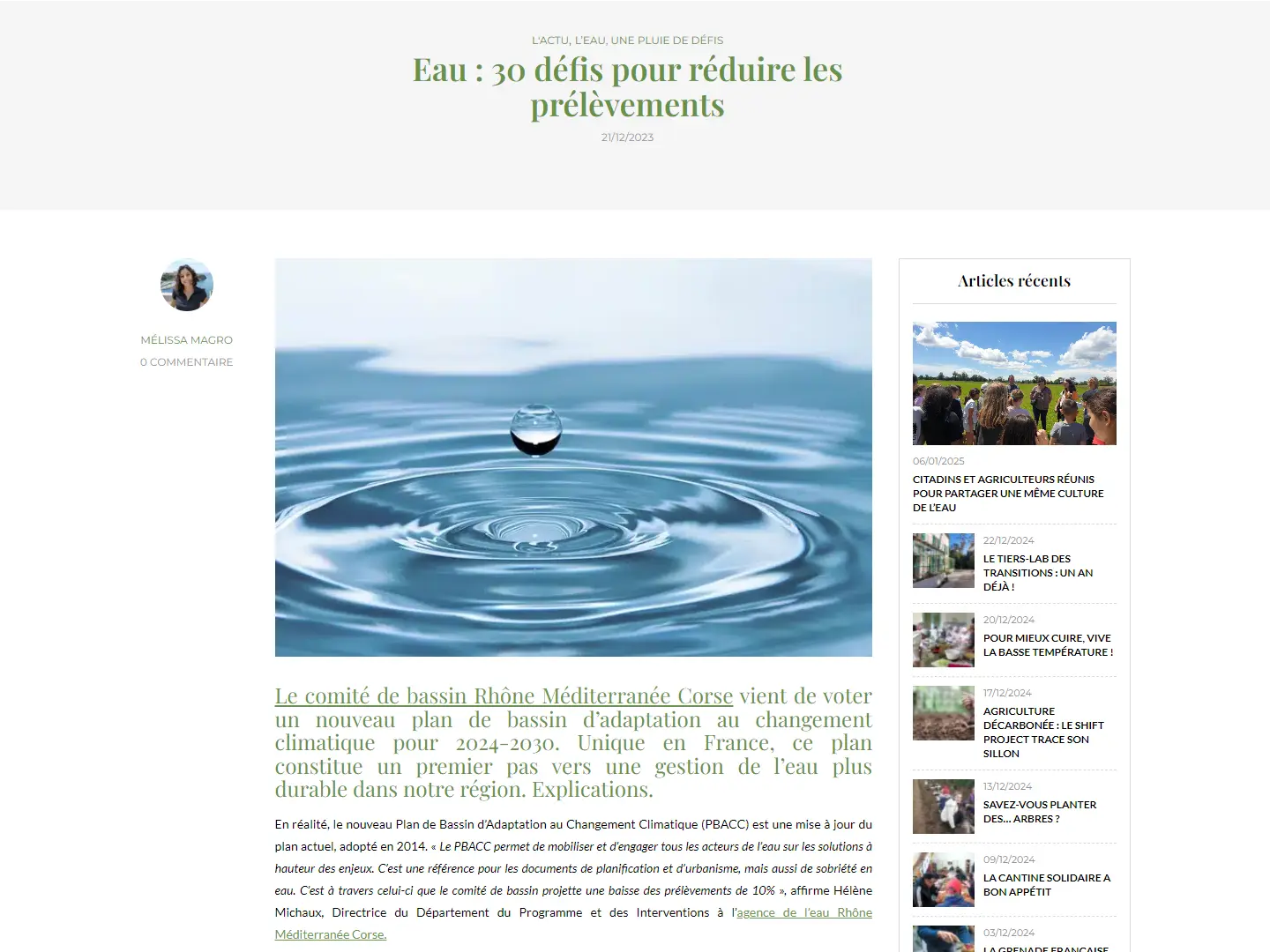 Gestion de l’Eau en Région Sud - Bleu Tomate